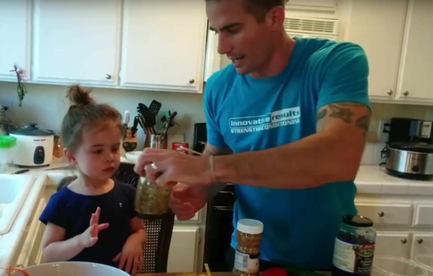 Coach Aaron Explains Nutrition Shopping, Cooking, and Preparing with His Daughter
